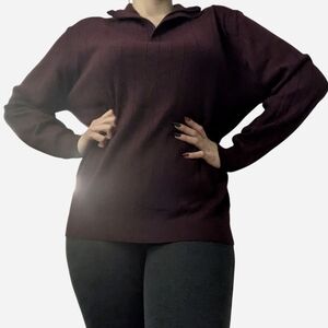 Claiborne Merino Wool Blend Sweater in Rich Burgundy